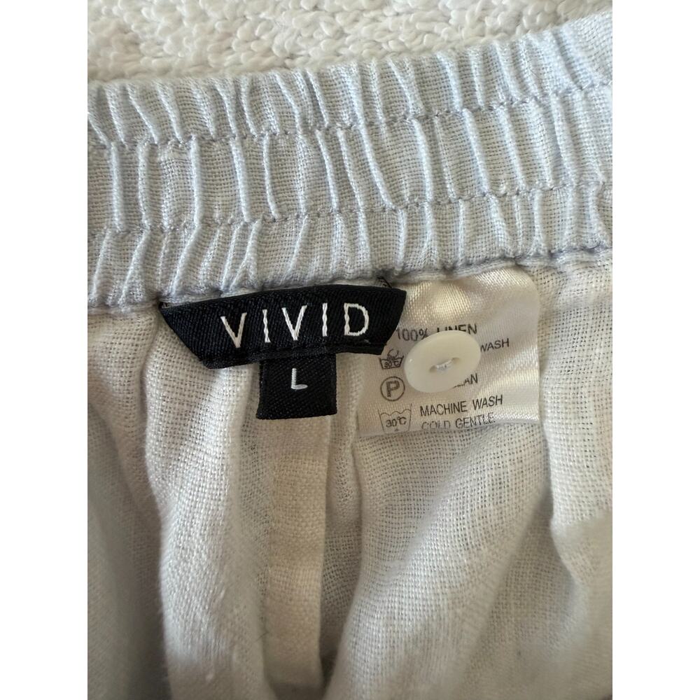 VIVID 100% Linen Double Layer Statement Cropped pant sea shell button Size-L - Picture 5 of 13